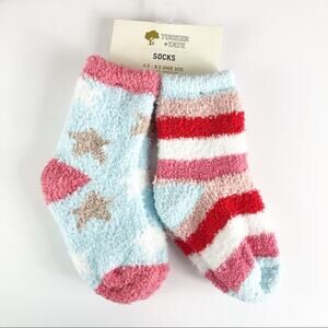 Tucker + Tate Blue Falls Sparkle Stars Fuzzy Socks O/S